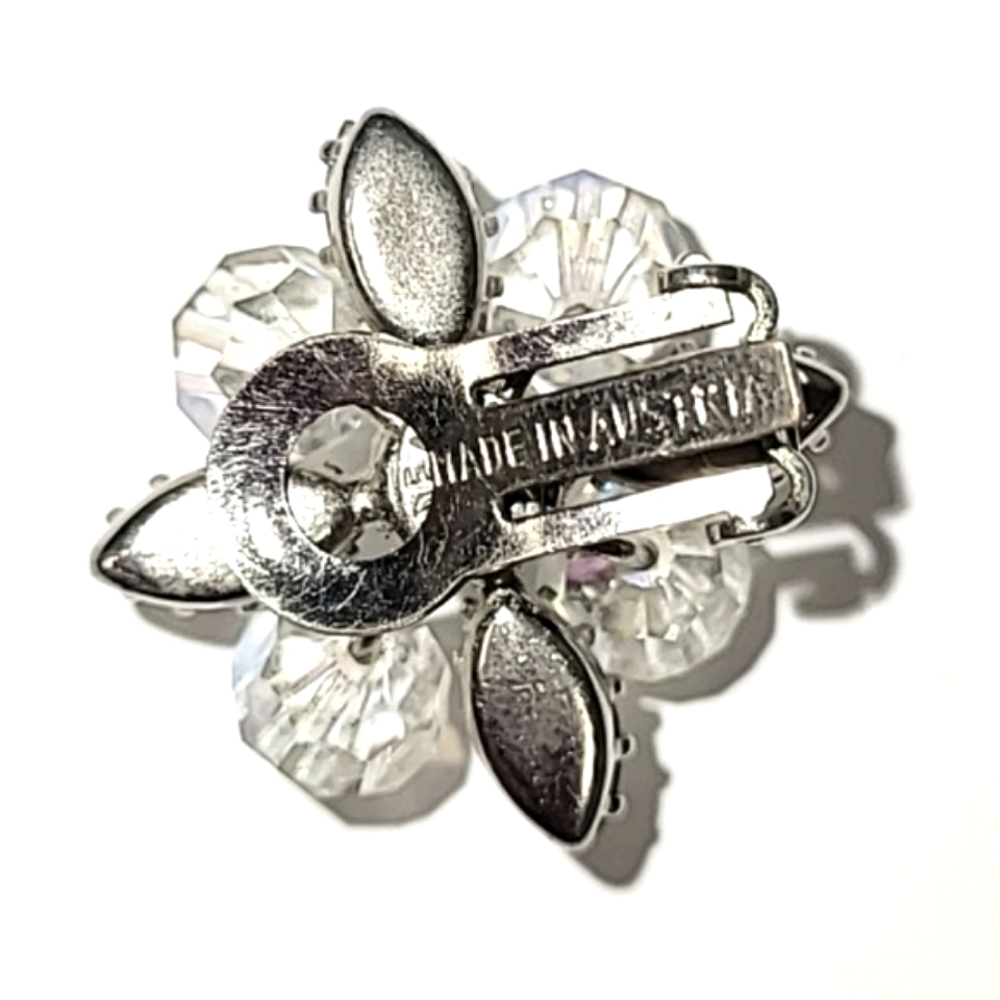 AUSTRIAN CRYSTAL & AB RHINESTONE CLIP EARRINGS - Picture 4 of 8